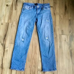 WHBM Distressed Straight Leg Crop Jeans, Sz 6